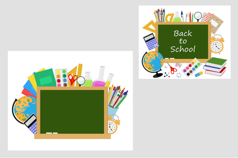 set-back-to-school-postcards-and-banners-vector