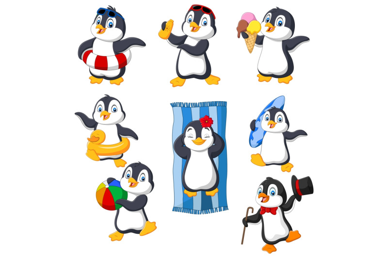 cartoon-penguins-vector-set