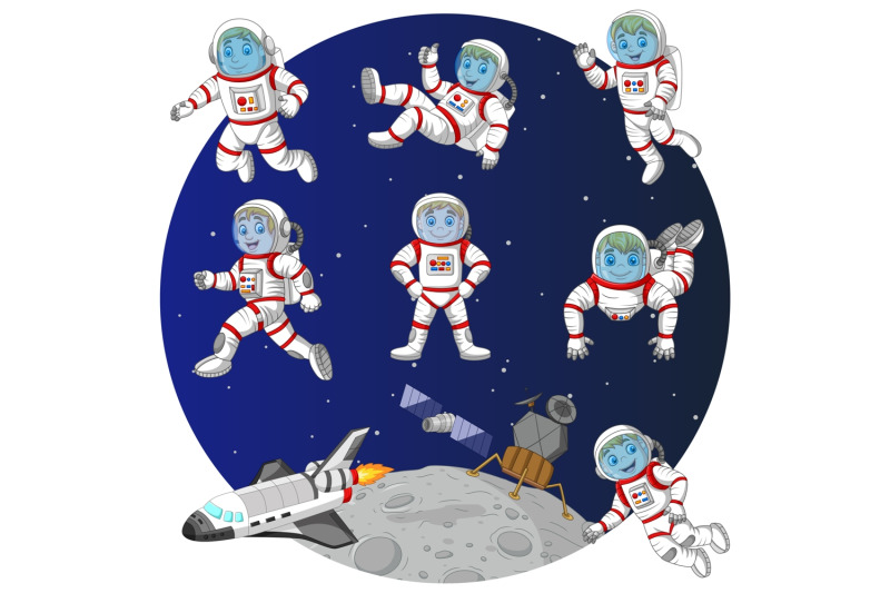 cartoon-astronauts-children-vector-set