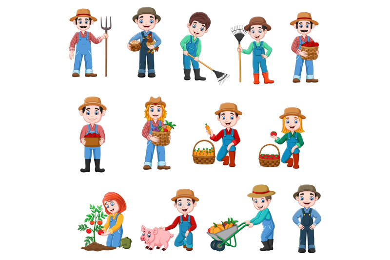 cartoon-farmer-and-gardeners-vector-set