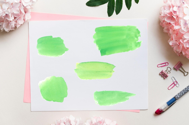 32-big-green-watercolor-brush-strokes-green-logo-elements