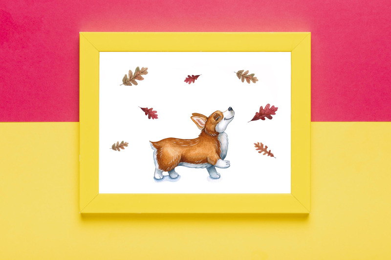 dog-039-s-autumn-watercolor-set-illustrations-cute-dog