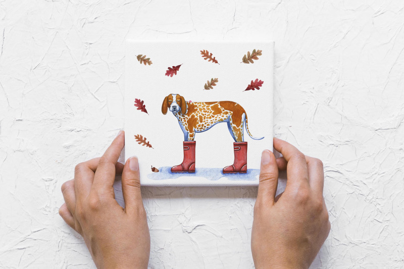 dog-039-s-autumn-watercolor-set-illustrations-cute-dog