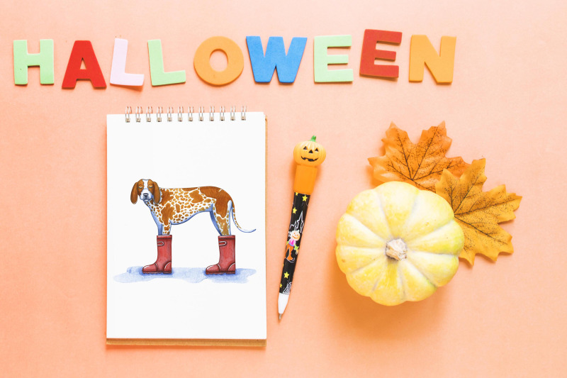 dog-039-s-autumn-watercolor-set-illustrations-cute-dog