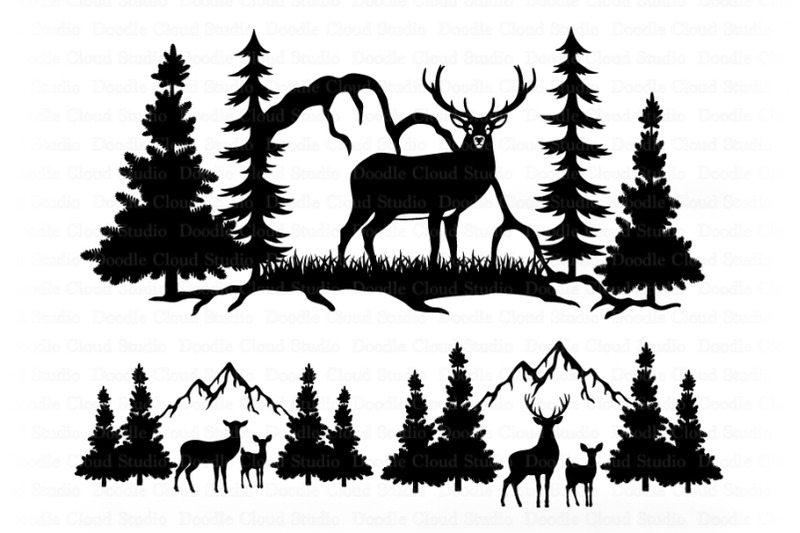 Deer and Mountains SVG Files, Deer Bundle SVG, Wildlife ...