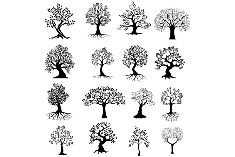 tree-silhouettes-vector-set