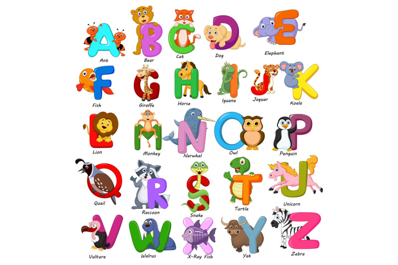 cartoon-animals-alphabet-vector-set