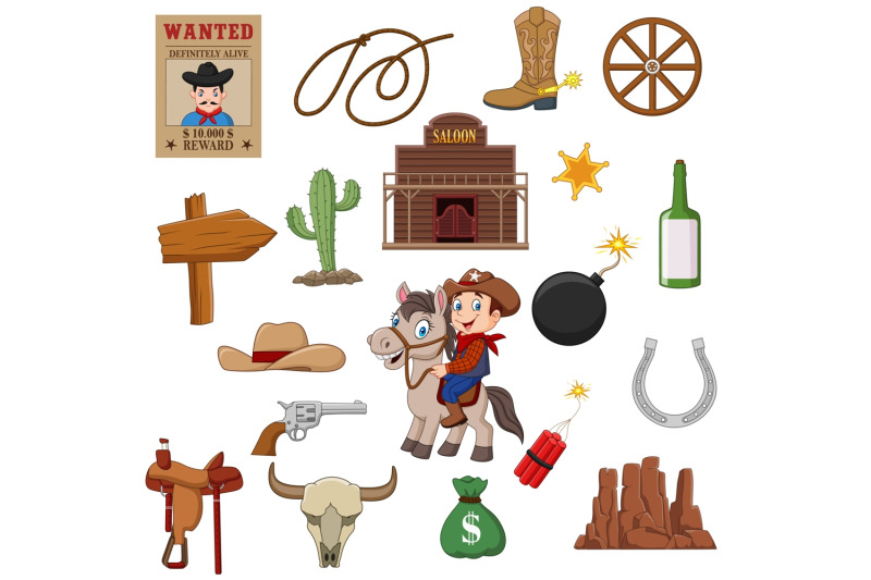 wild-west-western-vector-set