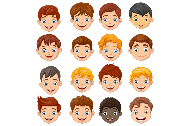 children-head-vector-set