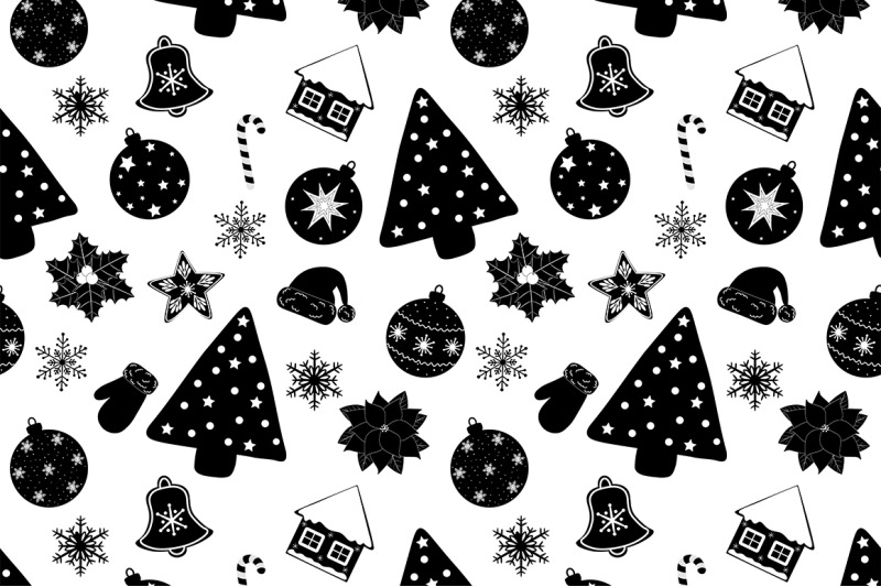 set-new-year-and-christmas-black-and-white-colors-vector