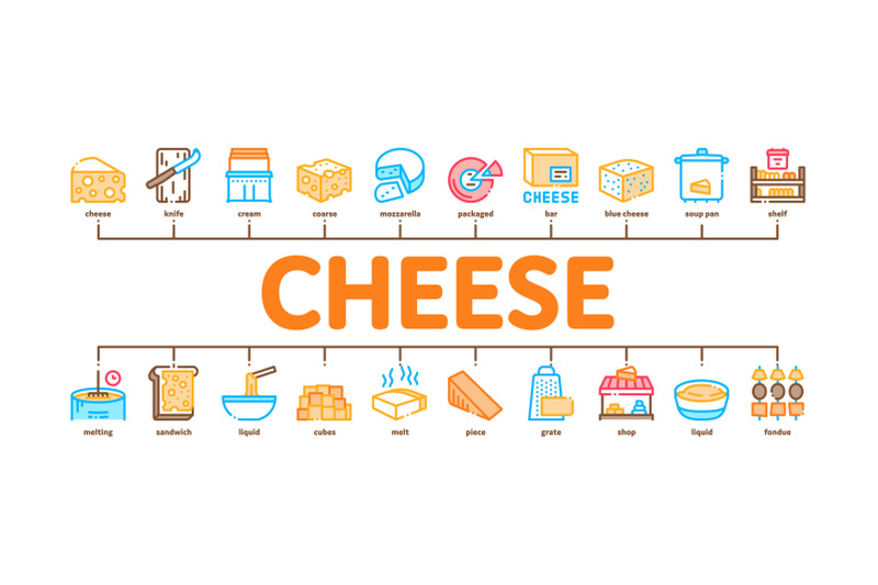 cheese-dairy-food-minimal-infographic-banner-vector