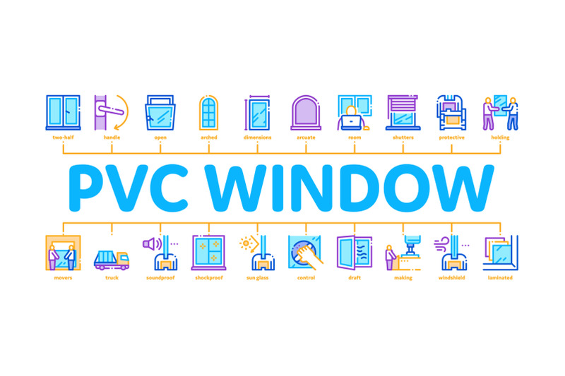 pvc-window-frames-minimal-infographic-banner-vector