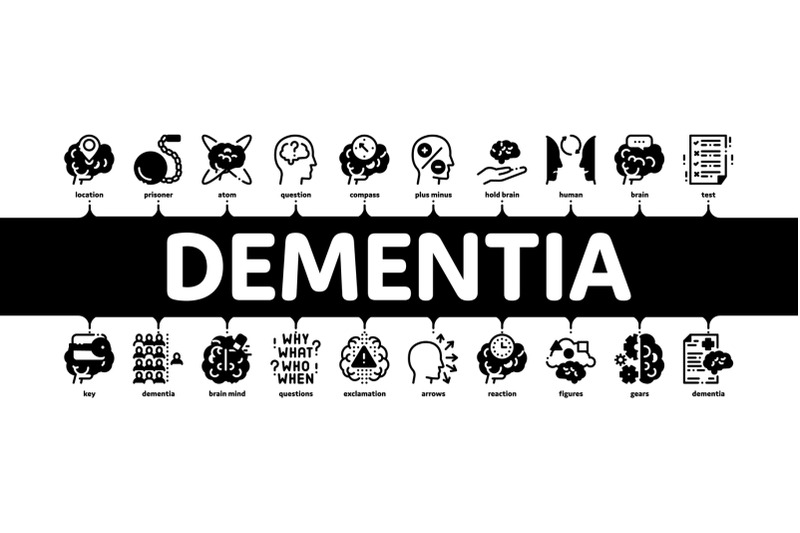 dementia-brain-disease-minimal-infographic-banner-vector