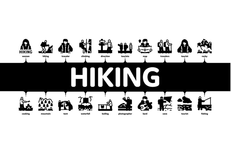hiking-extreme-tourism-minimal-infographic-banner-vector