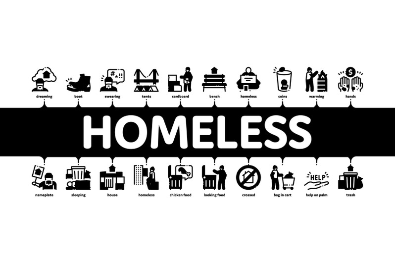 homeless-beggar-people-minimal-infographic-banner-vector