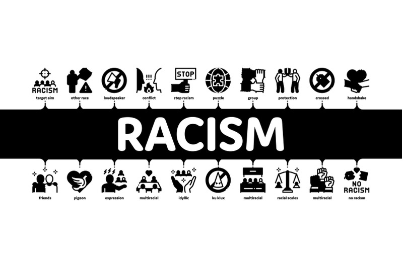 racism-discrimination-minimal-infographic-banner-vector