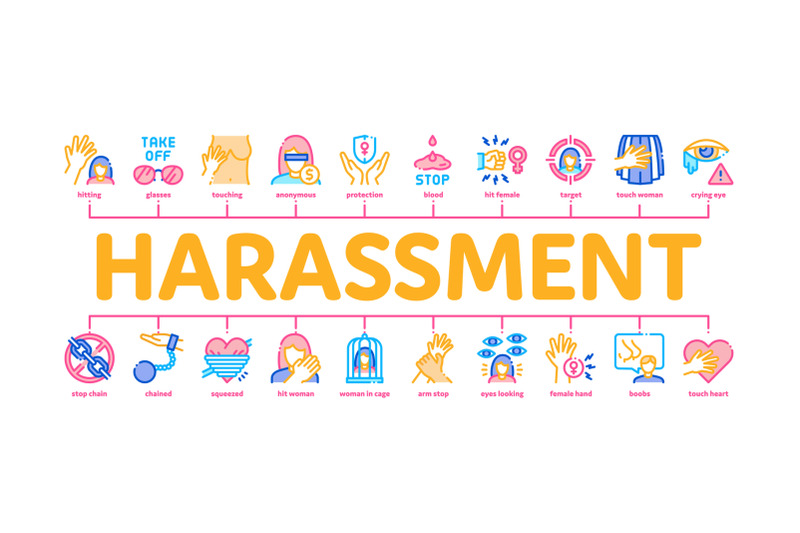 sexual-harassment-minimal-infographic-banner-vector