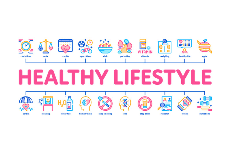 healthy-lifestyle-minimal-infographic-banner-vector
