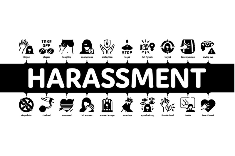 sexual-harassment-minimal-infographic-banner-vector