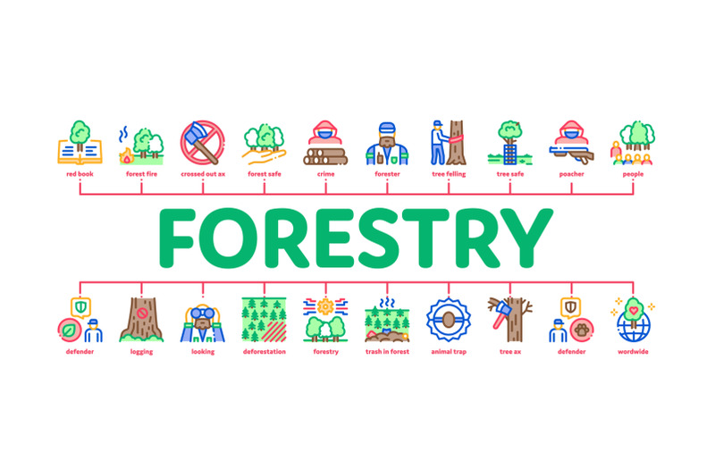 forestry-lumberjack-minimal-infographic-banner-vector