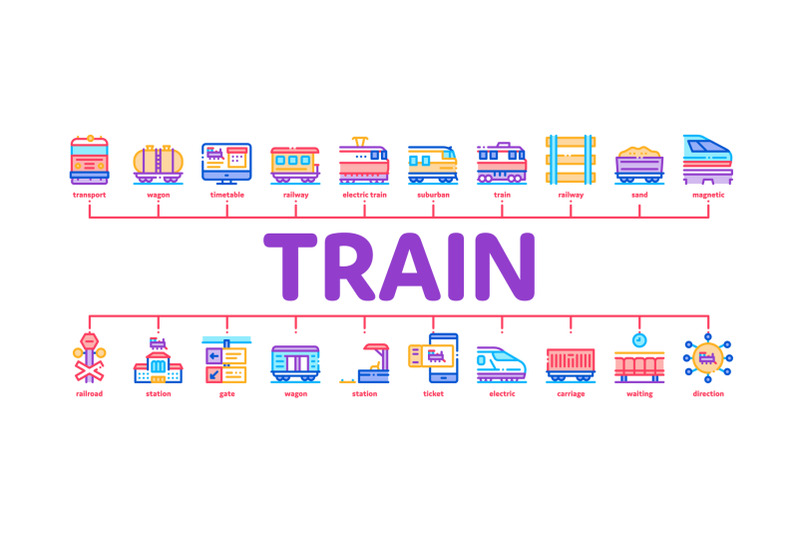 train-rail-transport-minimal-infographic-banner-vector