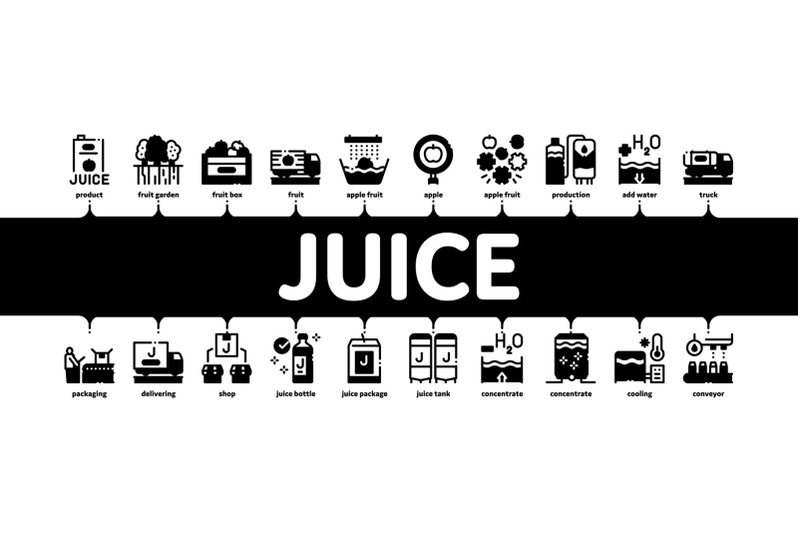juice-production-plant-minimal-infographic-banner-vector