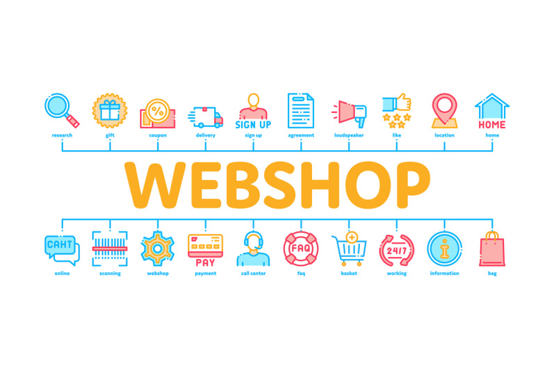 webshop-internet-store-minimal-infographic-banner-vector