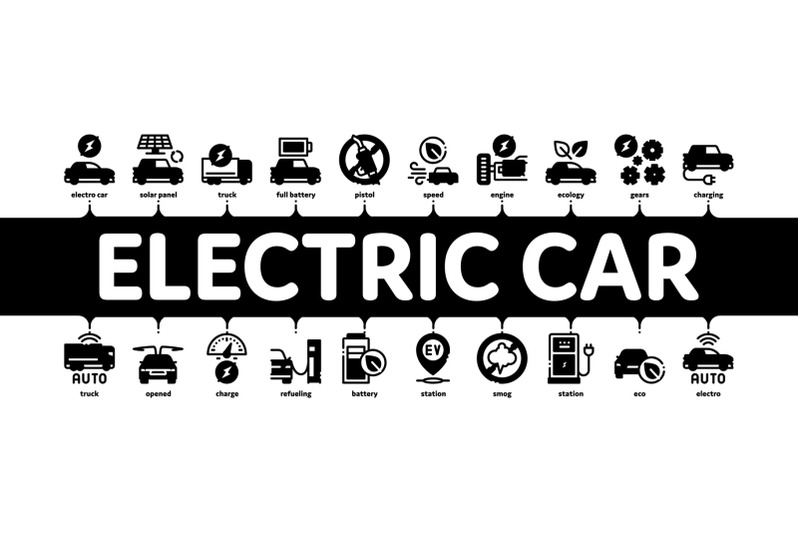 electric-car-transport-minimal-infographic-banner-vector