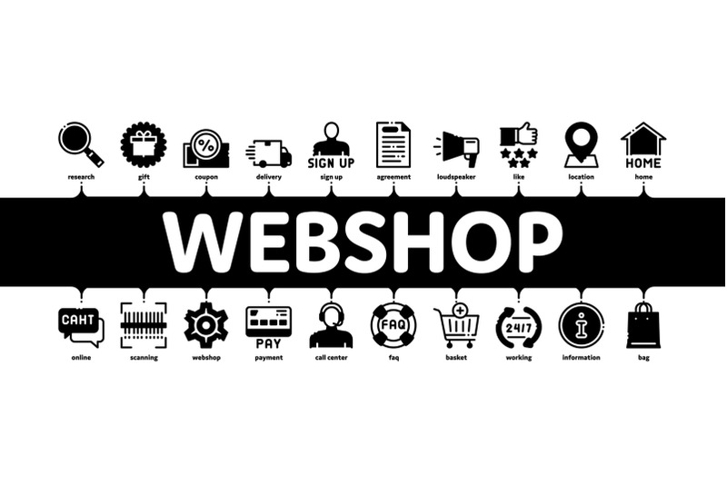 webshop-internet-store-minimal-infographic-banner-vector