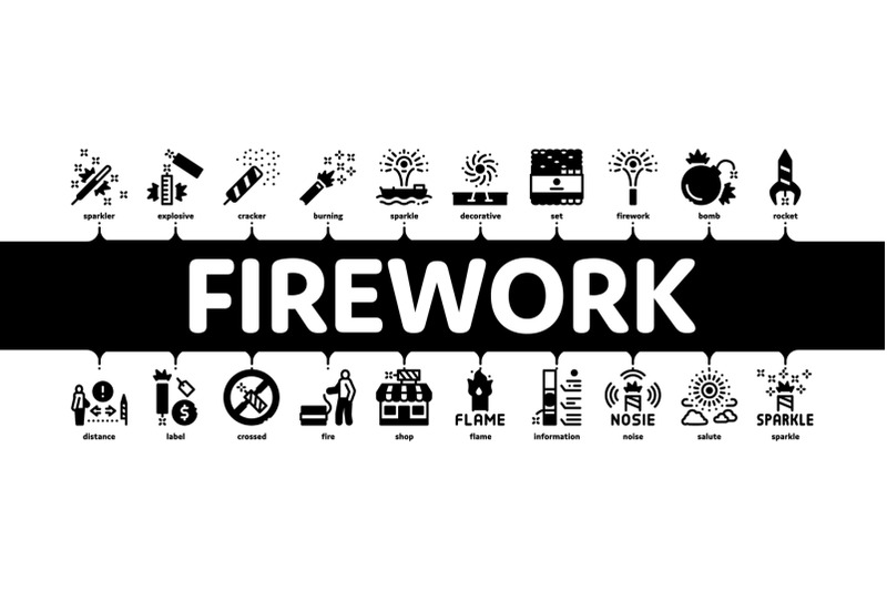 firework-pyrotechnic-minimal-infographic-banner-vector