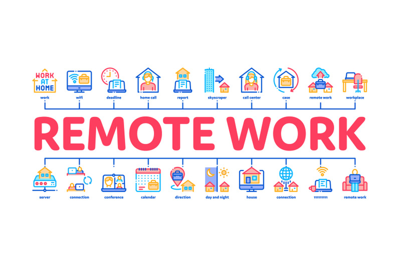 remote-work-freelance-minimal-infographic-banner-vector