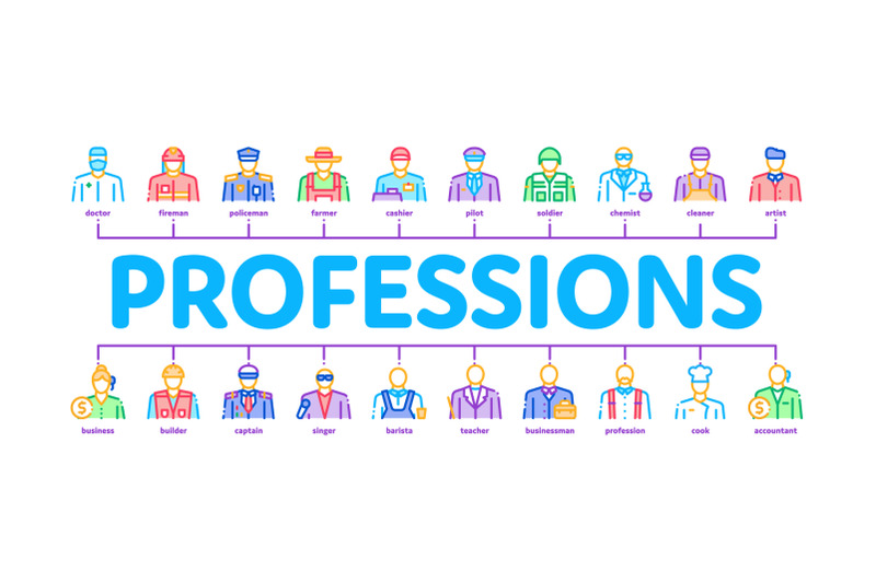 professions-people-minimal-infographic-banner-vector