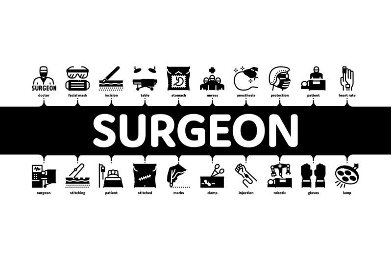 surgeon-medical-doctor-minimal-infographic-banner-vector