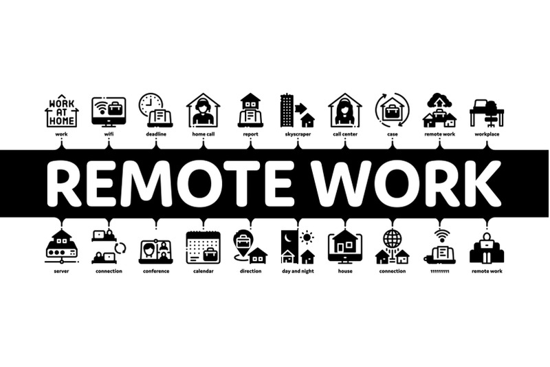 remote-work-freelance-minimal-infographic-banner-vector