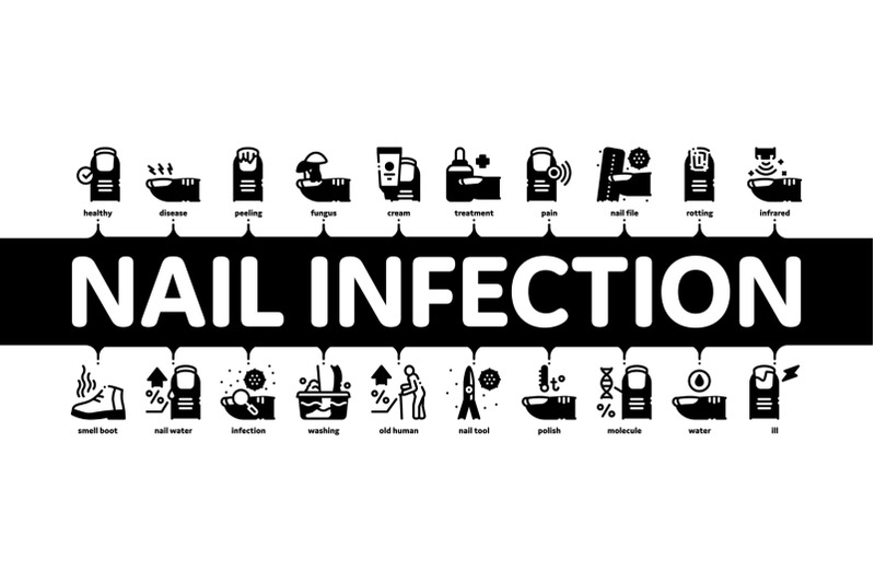 nail-infection-disease-minimal-infographic-banner-vector