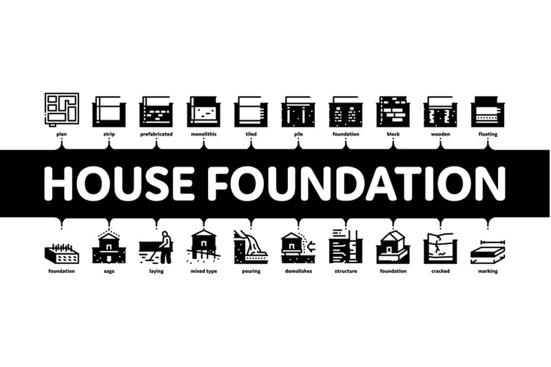 house-foundation-base-minimal-infographic-banner-vector