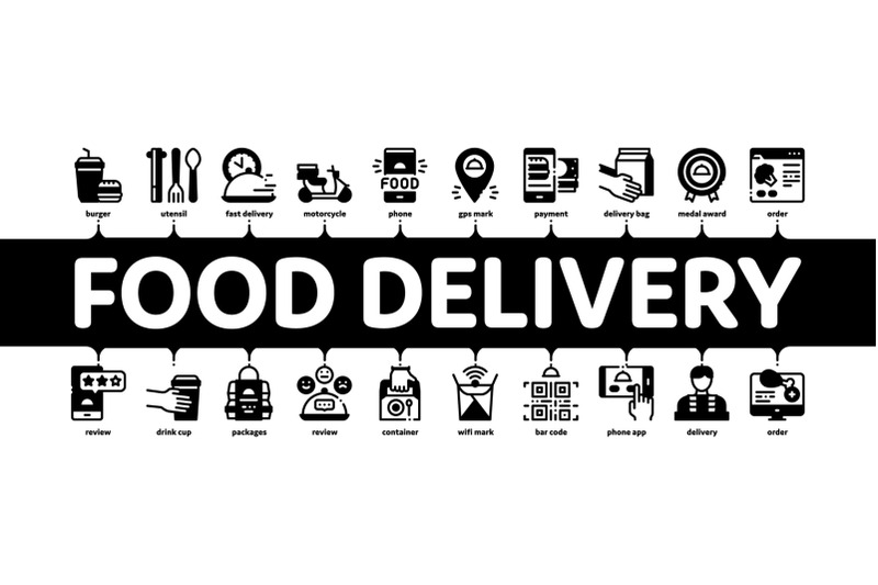 food-delivery-service-minimal-infographic-banner-vector