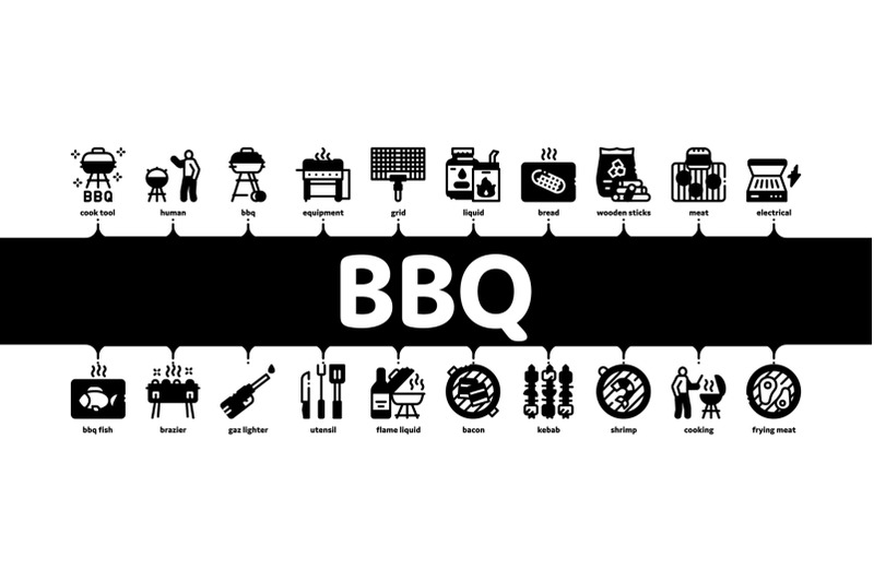 bbq-barbecue-cooking-minimal-infographic-banner-vector