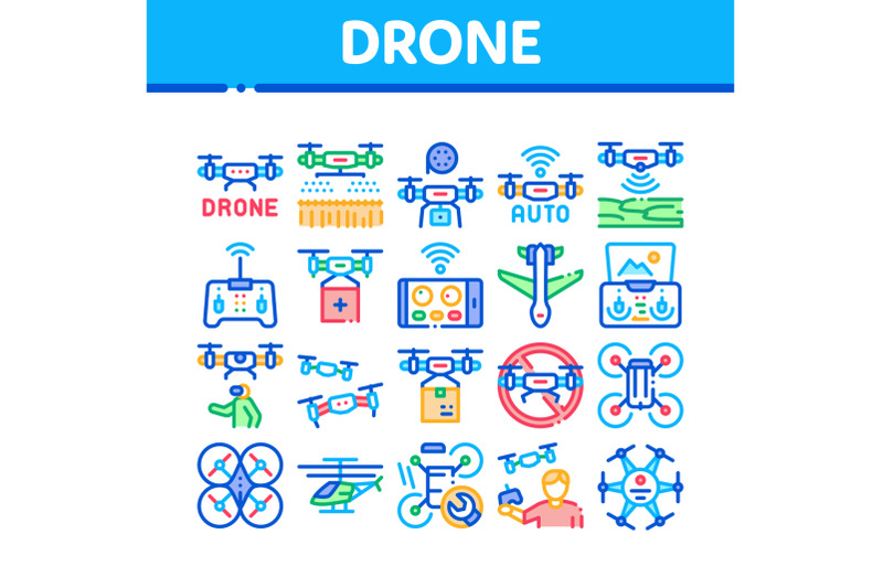 drone-fly-quadrocopter-collection-icons-set-vector