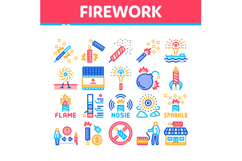 firework-pyrotechnic-collection-icons-set-vector