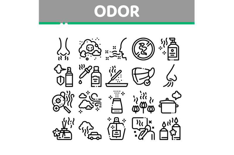 odor-aroma-and-smell-collection-icons-set-vector