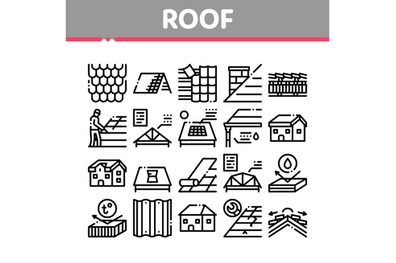 roof-housetop-material-collection-icons-set-vector