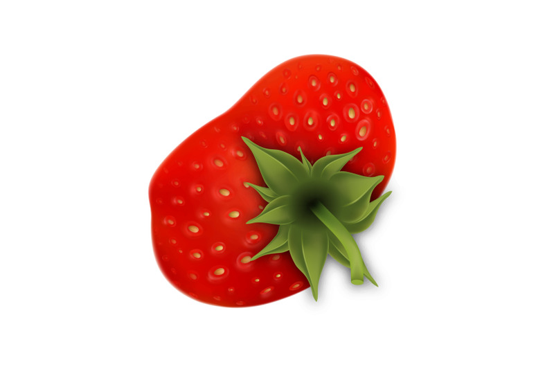 strawberry-fruit-with-green-leaves-top-view-vector