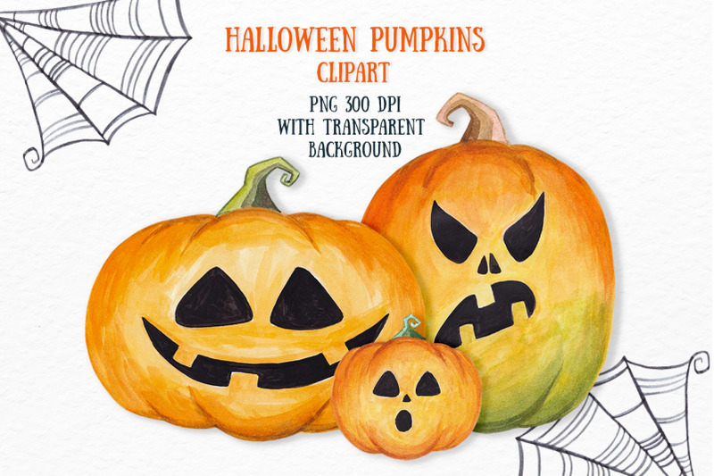 halloween-pumpkin-clipart-scary-party-invitation-decor-watercolor
