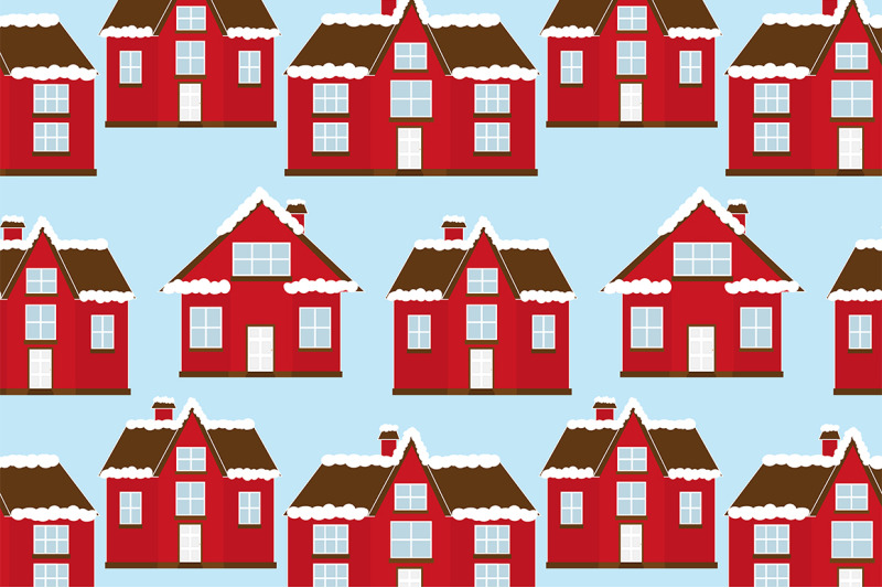 set-winter-houses-banners-patterns-vector-illustration