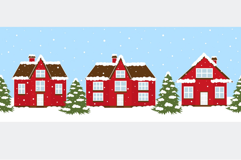 set-winter-houses-banners-patterns-vector-illustration