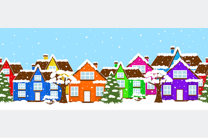 set-winter-houses-banners-patterns-vector-illustration