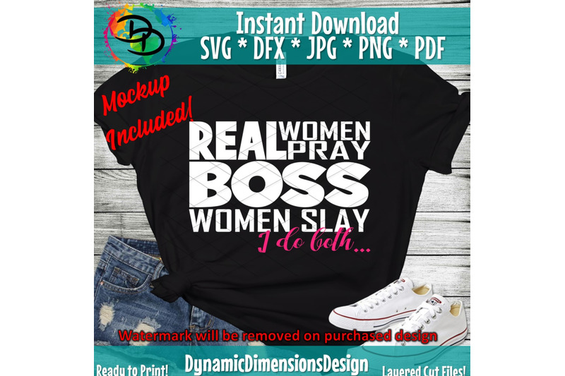 real-women-pray-boss-women-slay-svg-entrepreneur-slay-all-day-cut