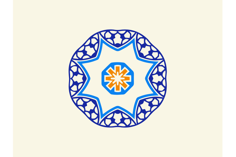 ornament-abstract-navy-blue-orange-color
