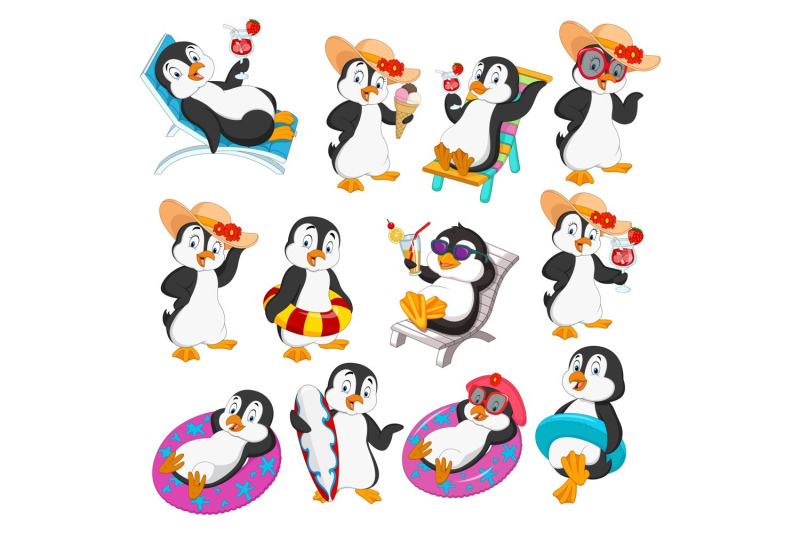 cartoon-penguin-vector-set